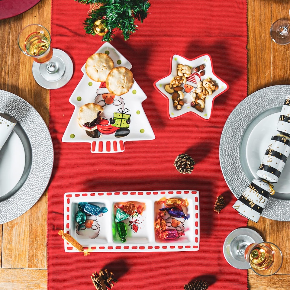 image 1 of Nicola Spring Father Christmas Star Serving Plates - 18cm - White | White | White