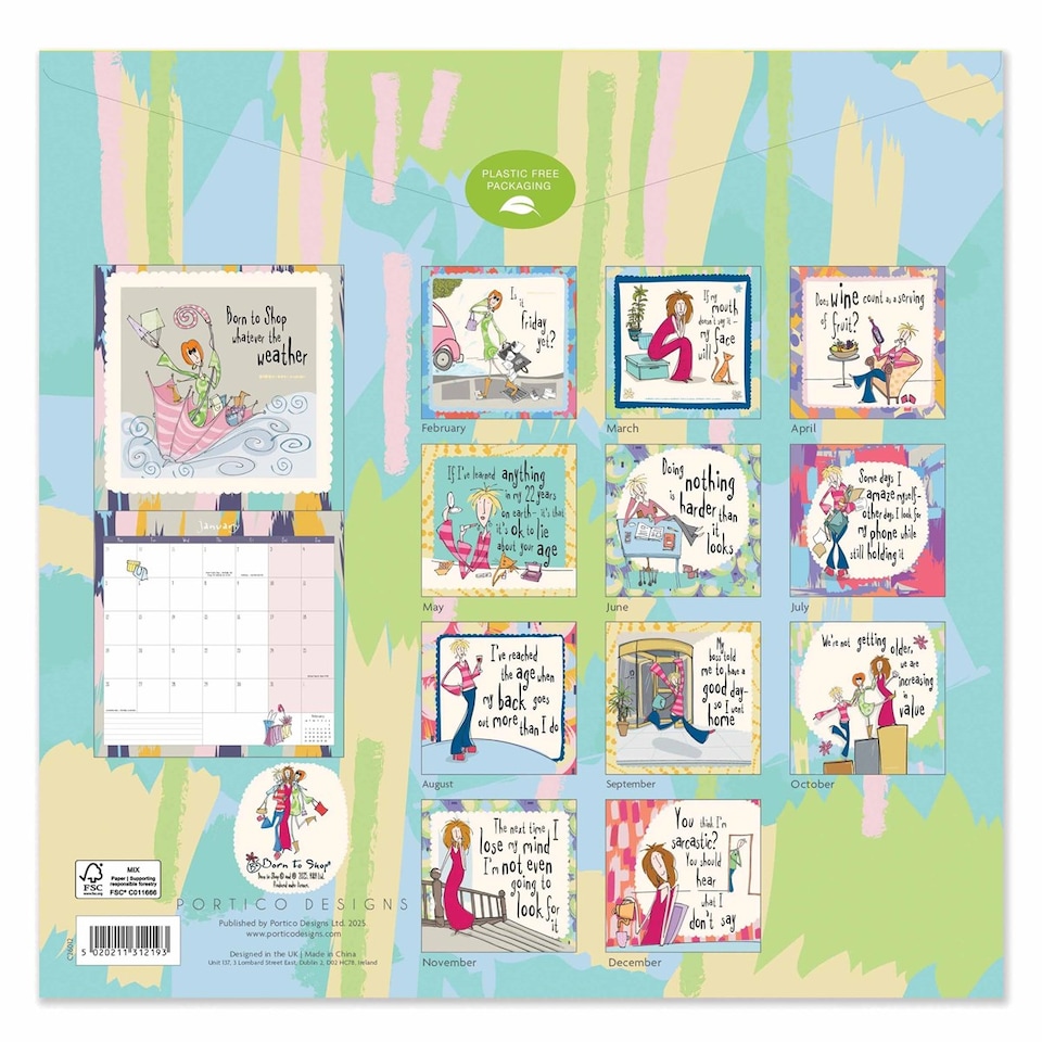 image 1 of Born To Shop Square Wall Calendar 2026