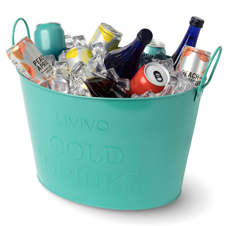 image 1 of Galvanised Steel Drinks Bucket - Turquoise