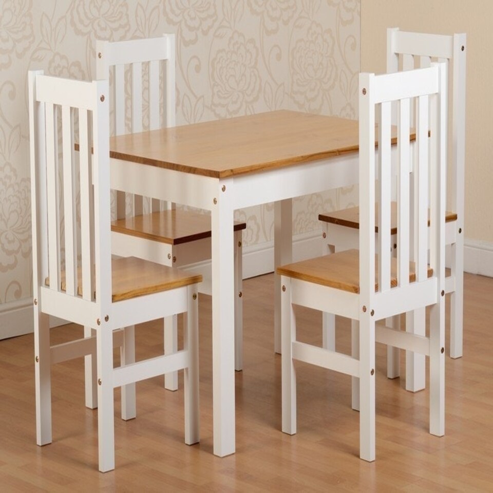 image 1 of Ludlow 1+4 Dining Set - White/Oak Lacquer White