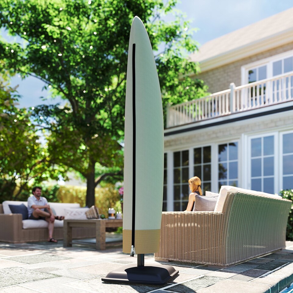 image 1 of Outsunny Parasol Cover, 600D Oxford Cantilever Umbrella Cover Fit for 24m Parasol, Banana Umbrella Protector with Zipper for Outdoor Garden, Patio, White