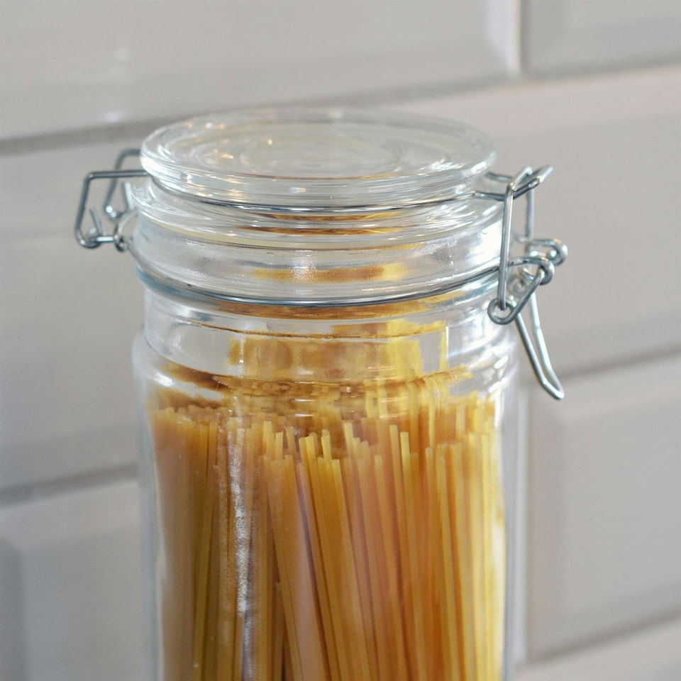 image 1 of Argon Tableware Glass Spaghetti Jar with Labels - 2 Litre - Orange Seal - Pack of 6