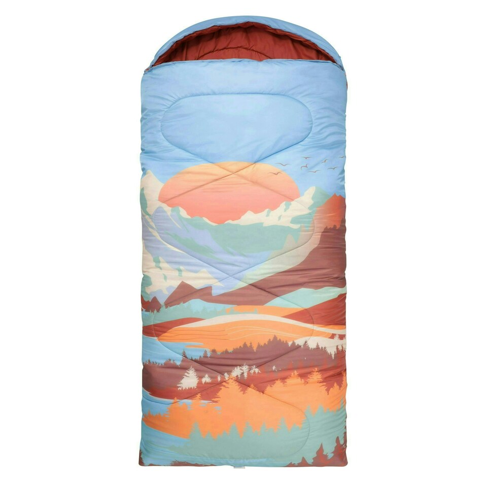 image 1 of Mountain Warehouse Apex 250 Square Sleeping Bag with Carry Bag Two Way Zip Bed Brown | Rust