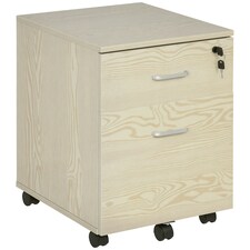 Vinsetto 2-Drawer Locking Office Filing Cabinet 5 Wheels Rolling Storage Oak