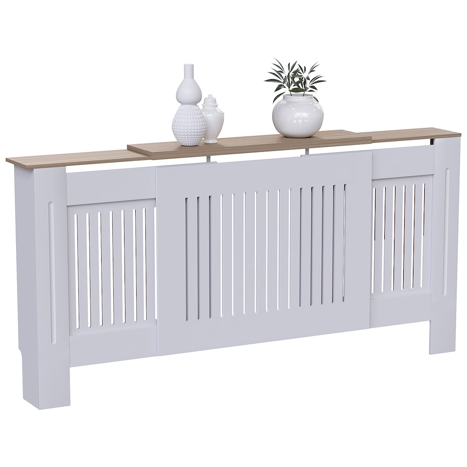 image 1 of Vida Designs Arlington Adjustable Radiator Cover upto 204cm Width Painted MDF Heat Protection - White