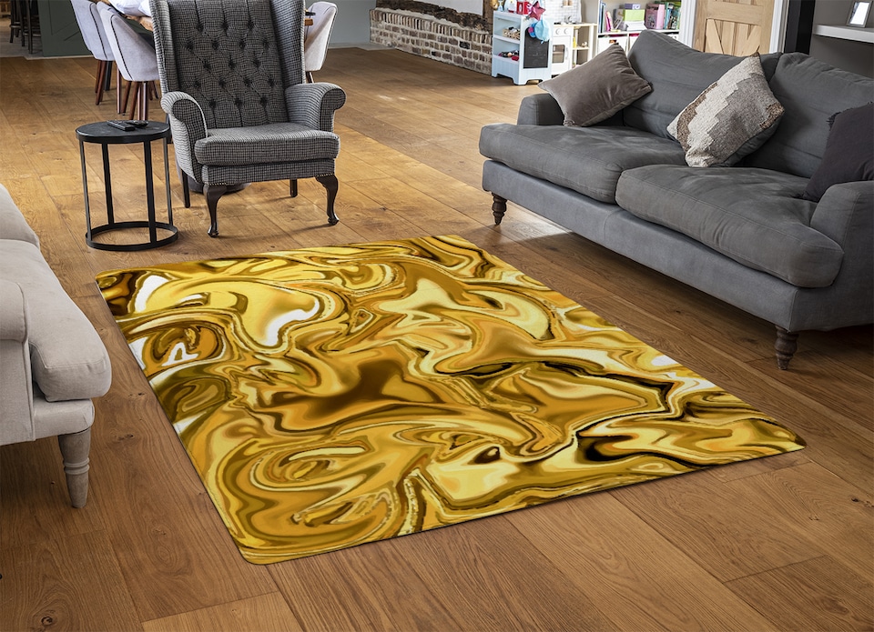 image 1 of Golden Liquid Rug | Multi