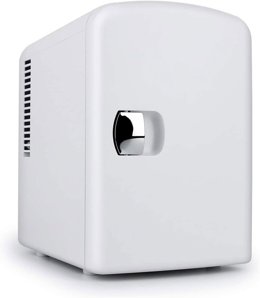 image 1 of Small Mini Fridge With UV Light Disinfection - 4 Litre / 6 can – Perfect for Skincare, Cosmetics, Food or Drink - Bedroom, Car or Games Room - Cools & Warms | White