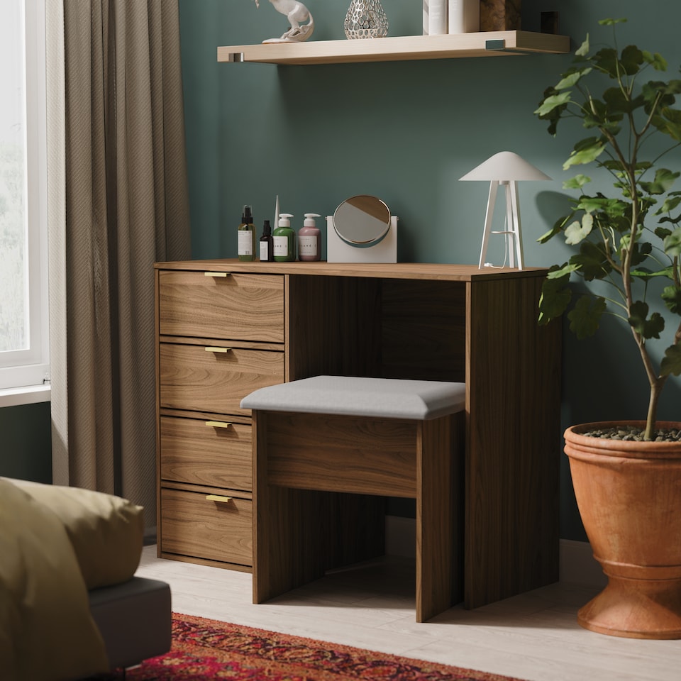 image 1 of Honshu 4 Drawer Vanity in Carini Walnut (Ready Assembled) | Brown | Carini Walnut
