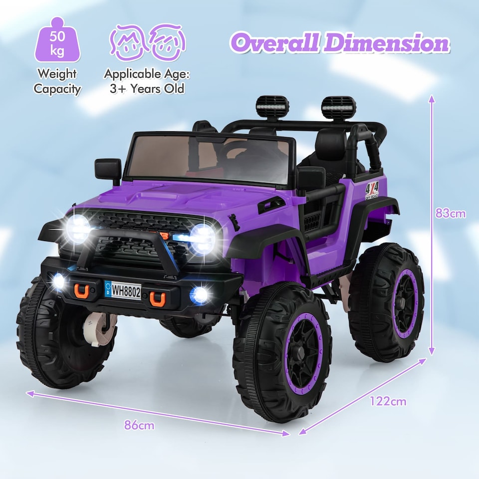 image 1 of COSTWAY 2-Seater Ride On Car 24V Battery Powered Kids Purple