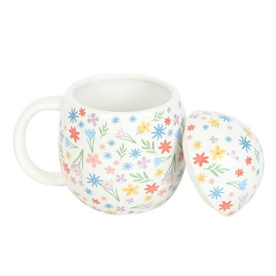 image 1 of Something Different Some Bunny Loves You Floral Print Egg Shaped Mug - White/Multicoloured - One Size