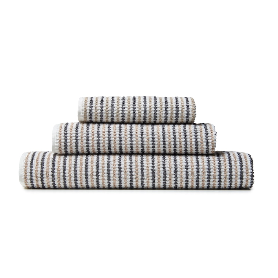 image 1 of Catherine Lansfield Rice Weave Stripe Bath Towel | Grey | Bath towel