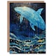 image 1 of Whale Sea Wave Jump Falling Stars Child Kids Birthday Card