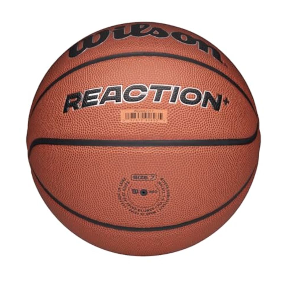 image 1 of Wilson Reaction Plus Basketball, Made From Durable Composite Materials With Deep Channel Design, Colour: Brown/Silver, Size: 7