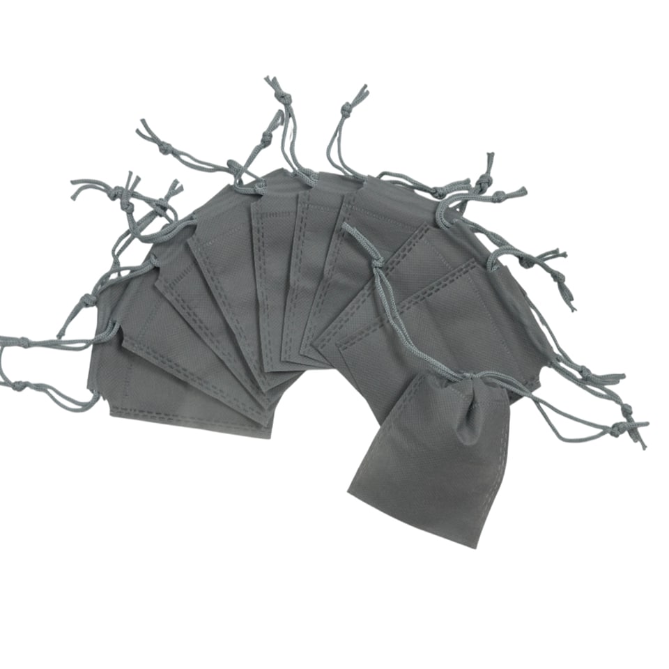 image 1 of Pack of 25 Grey Coloured 12x9cm Non-Woven Drawstring Bags | Grey