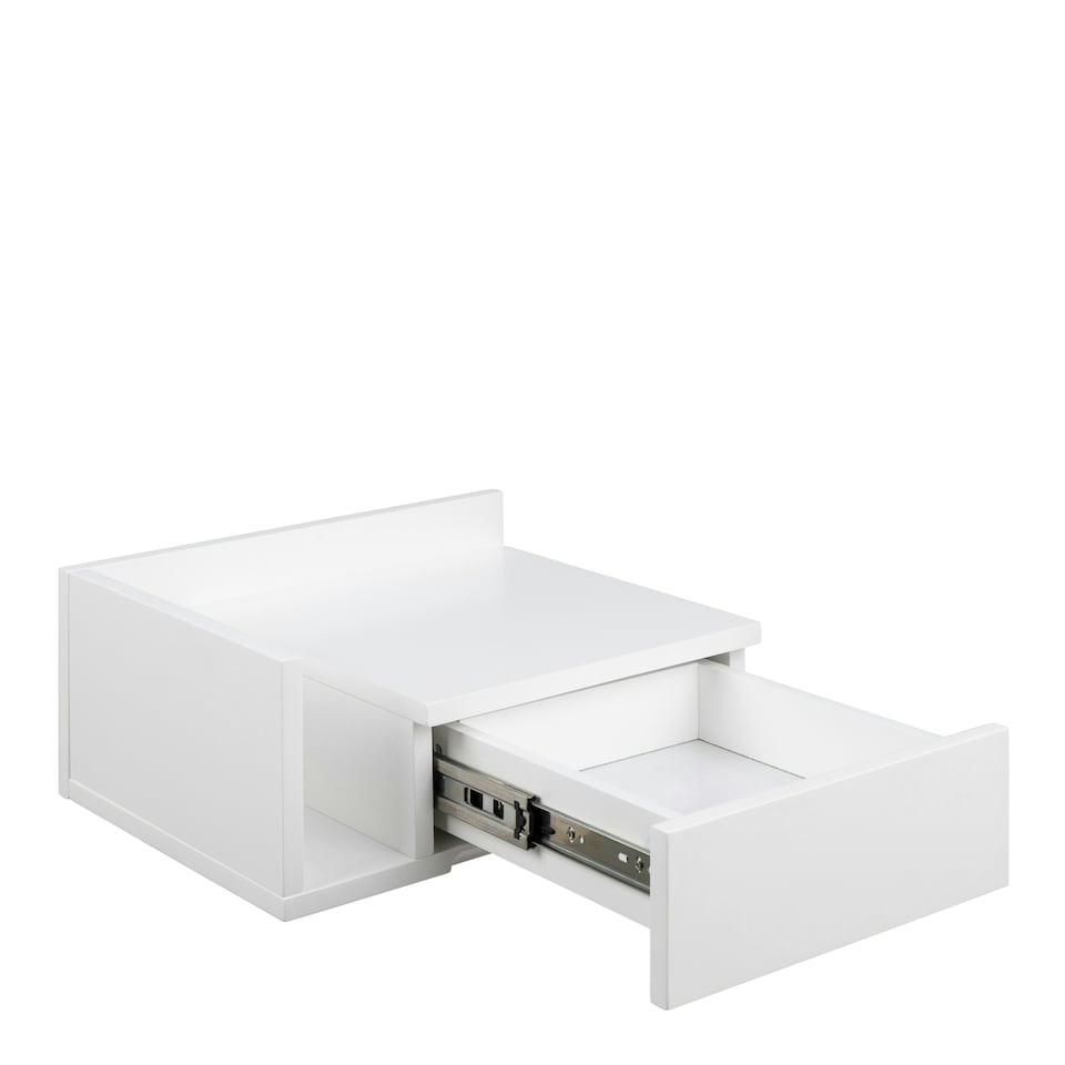 image 1 of Avignon Square Bedside Table with 1 Drawer & Small Shelf in White