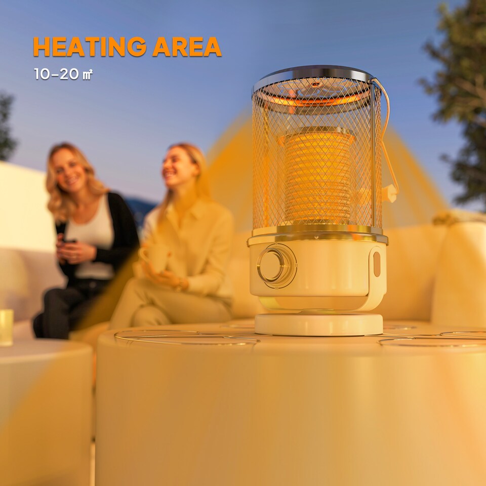image 1 of Outsunny 2000W Patio Electric Heater with 10-20㎡ Coverage, Separation Coil, Freestanding Outdoor Infrared Heater with Tip-Over Protection, Overheat Protection, Handle for Indoor and Outdoor Use, White