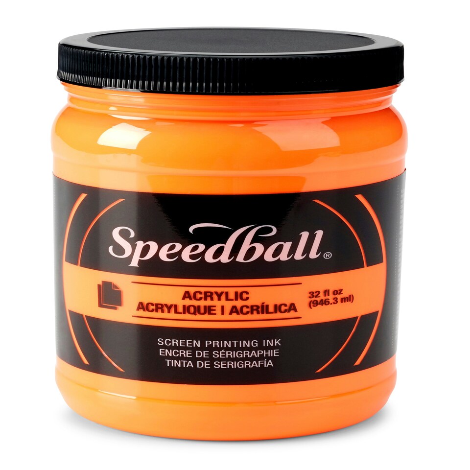 Speedball Fluorescent Acrylic Screen Printing Ink, Fluorescent Orange, 32oz