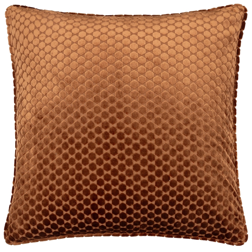 image 1 of Paoletti Neptune Velvet Cushion | Orange | Copper | 50 x 50cm | 1