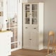 image 2 of HOMCOM Kitchen Cupboard, 5-Tier Storage Cabinet w/ Shelves, Cream