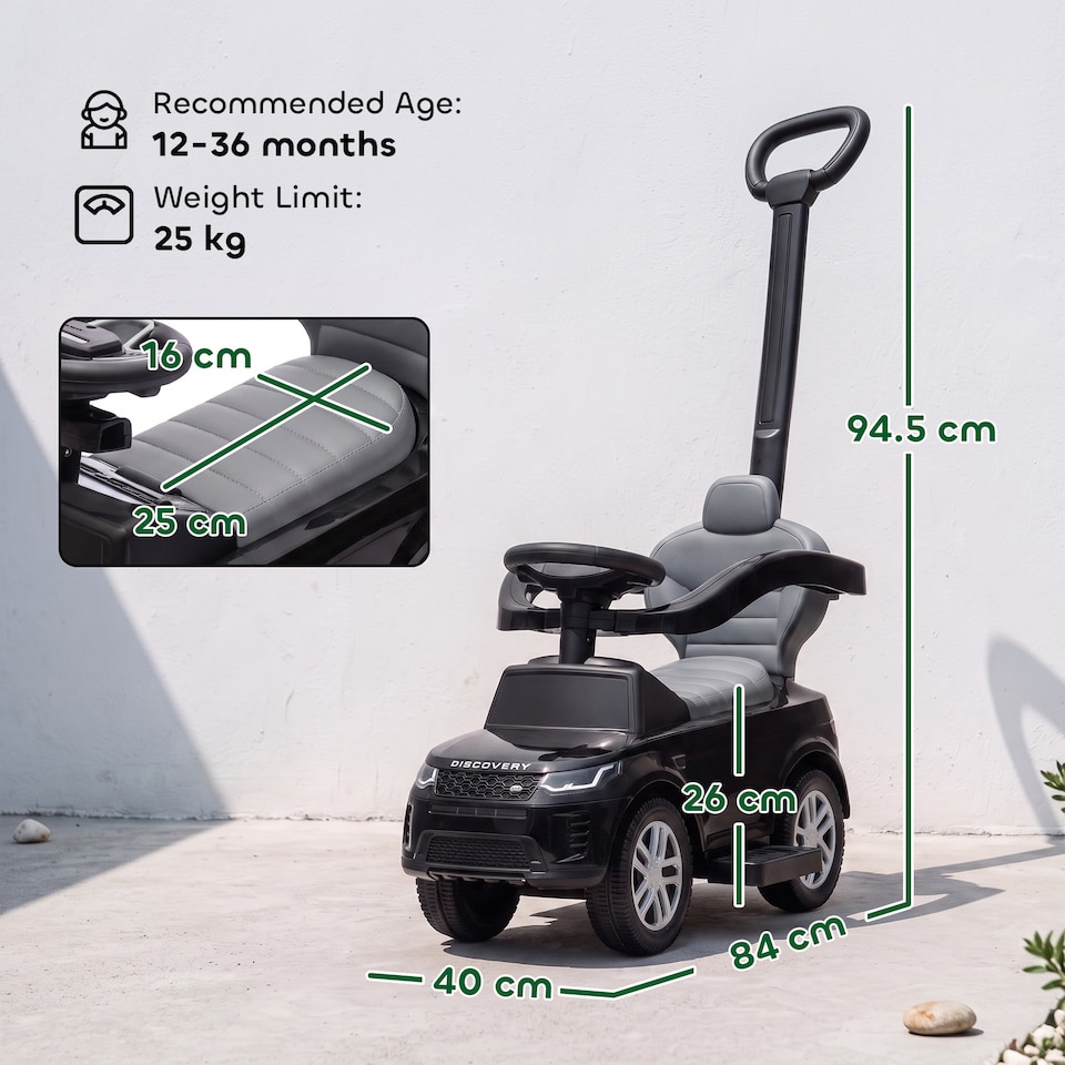 image 1 of AIYAPLAY LAND ROVER DISCOVERY Licensed Baby Push Car, 2-in-1 Ride on Car with Removable Push Handle, Foot to Floor Sliding Car with Storage, Safety Guardrail, for Toddlers 18-36 Months