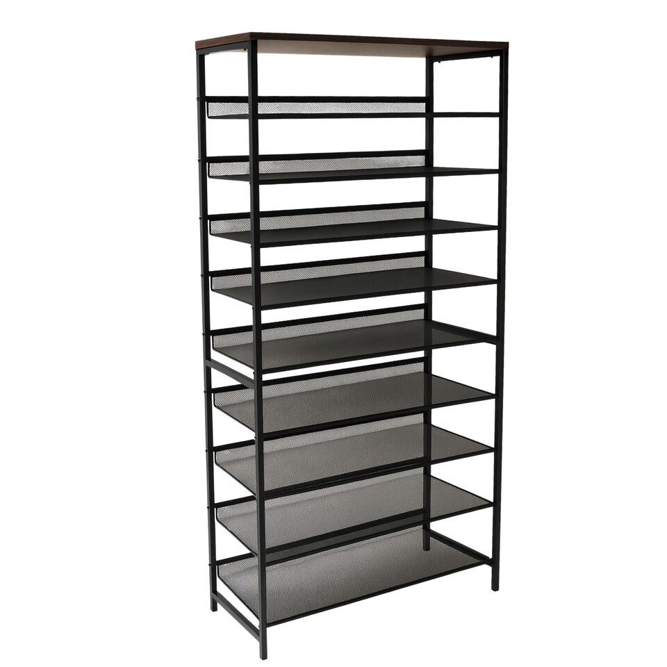 image 1 of Industrial 10 Tier Shoe Rack Hallway Organiser Rustic