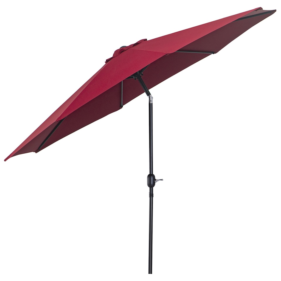 image 1 of Outsunny 3(m) Patio Umbrella Outdoor Sunshade Canopy Tilt Wine Red