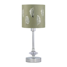 Chrome Jewelled Table Lamp with Sage Green Fern Shade Chrome | Green