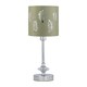 image 1 of Chrome Jewelled Table Lamp with Sage Green Fern Shade Chrome | Green