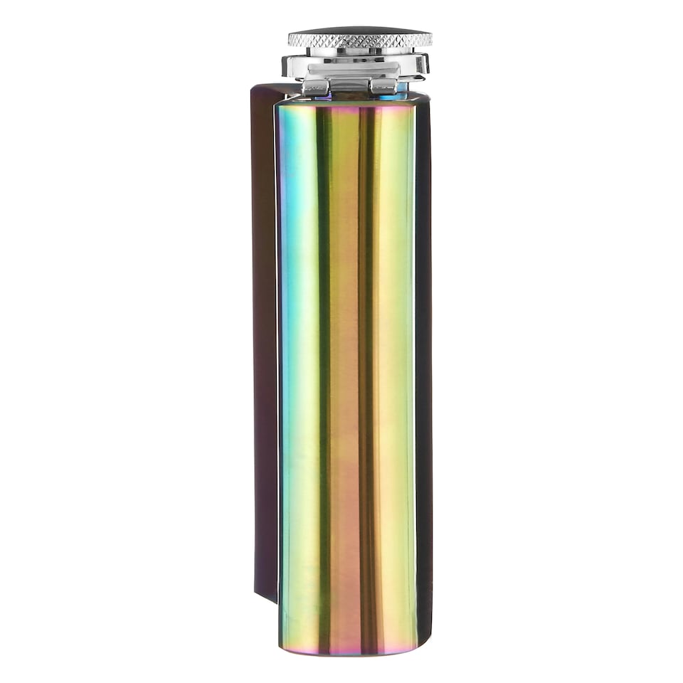 image 1 of Interiors by Premier Oil Slick Hip Flask, Trendy 5oz Stainless Steel Flask With Iridescent Finish And Secure Screw Cap,