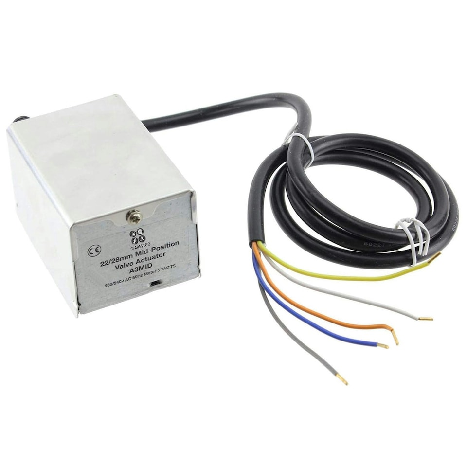 image 1 of SPARES2GO 22mm / 28mm Motorised Mid Position 3 Port Valve Actuator compatible with Honeywell V4073 Central Heating Boiler Systems