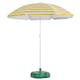 image 1 of Harbour Housewares Metal Beach Parasol with Green Base - 1.8m  - Yellow Stripe