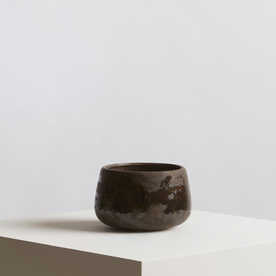 image 1 of Interiors by Premier Brown Indoor Planter, Stoneware Flower Pot with Earthy Elegance, Modern Brown Plant Pot for Decor Plants Brown