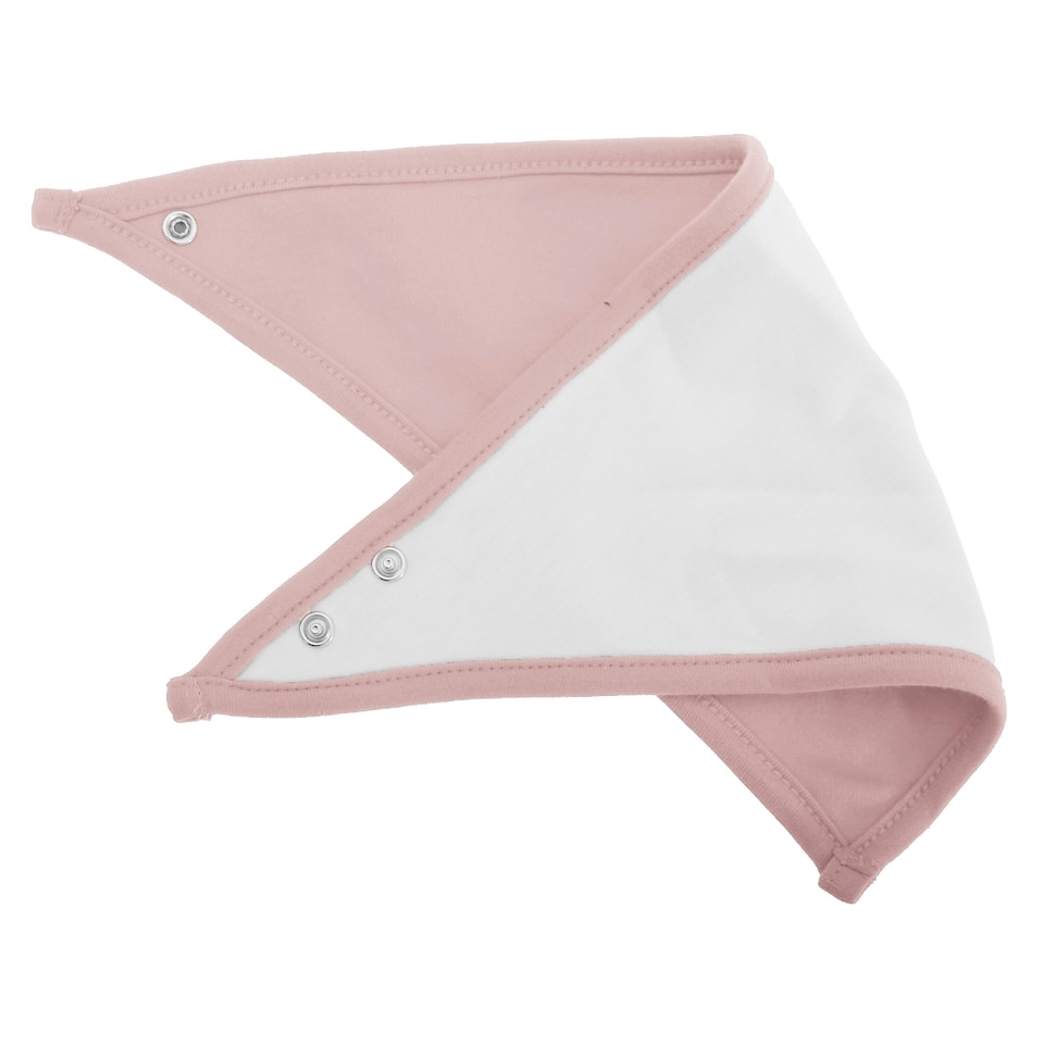 image 1 of Babybugz Baby Plain Bandana Bib - White/Powder Pink - One Size