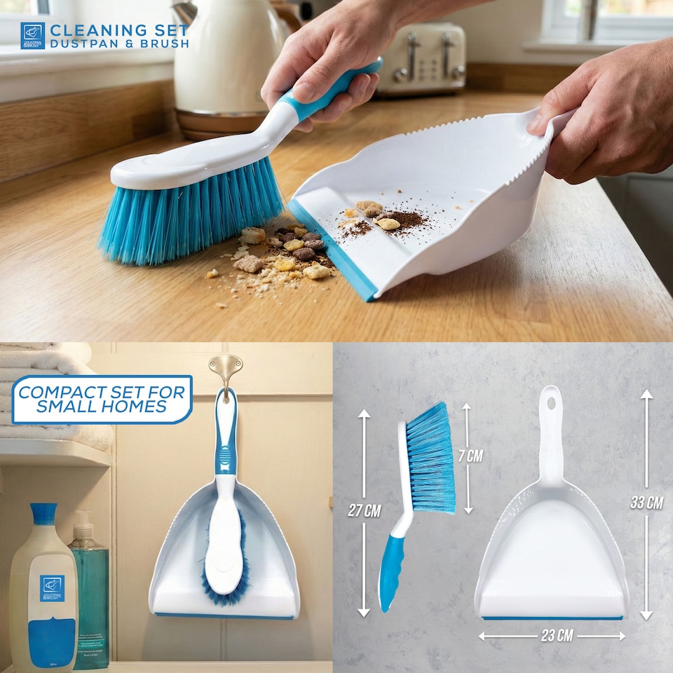 image 1 of Durable Bristles and Easy Sweep Dustpan and Brush Set