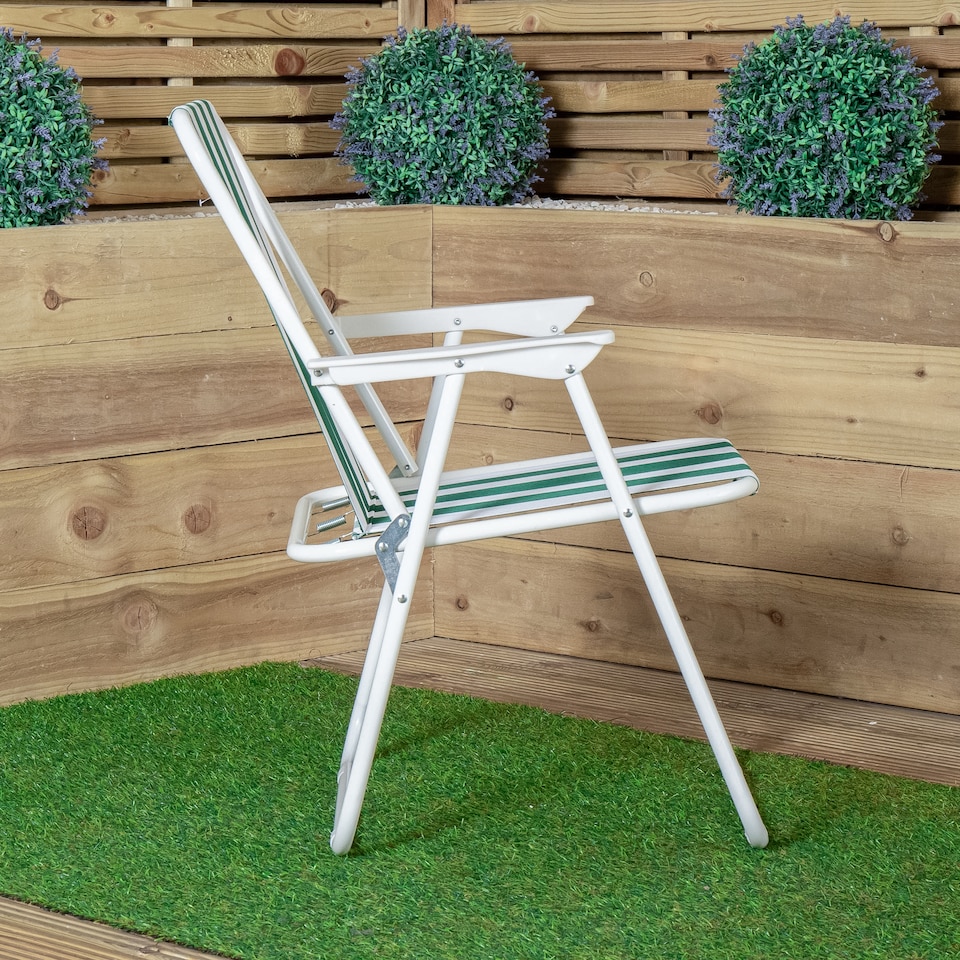 image 1 of 3 Pack of Folding Camping / Picnic Chair in Green and White Garden Patio | Green | Green