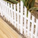 image 3 of 33cm 4 Piece Set White Wood Effect Picket Fence Garden Edging | White | White | 4