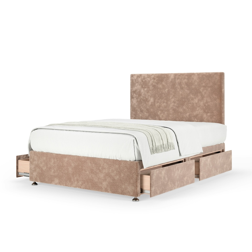 image 1 of Signature Platinum 2000 Pocket Sprung Mink Chenille 4 Drawer Divan Set And Valencia Headboard King Size