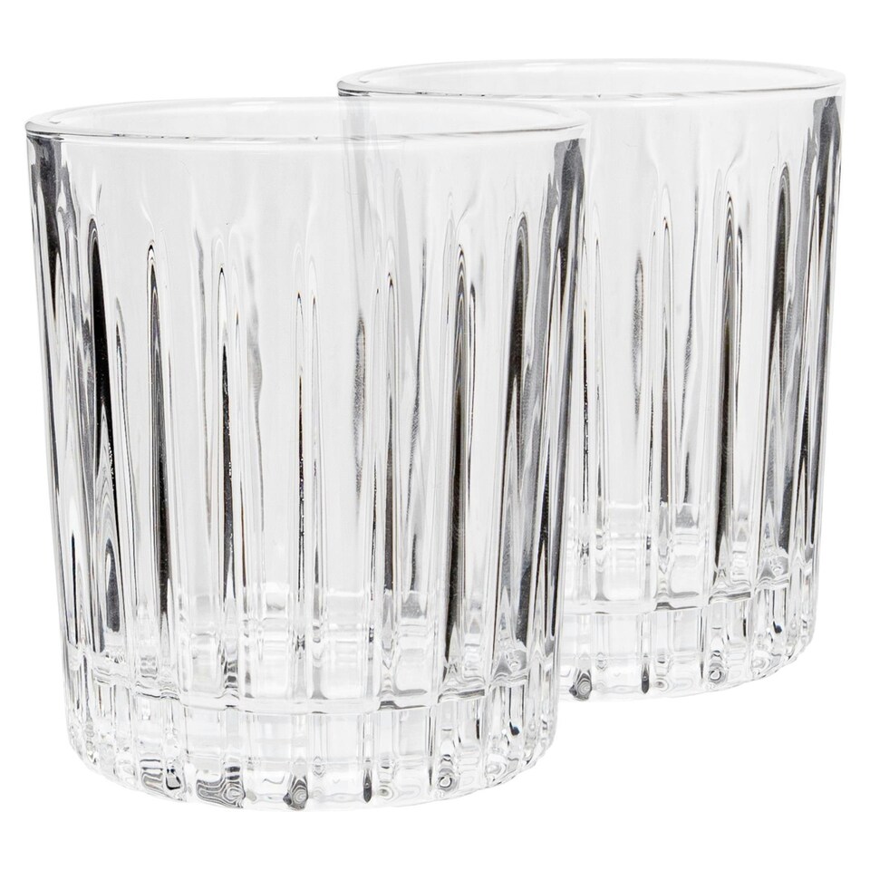 image 1 of Rink Drink Fluted Whisky Glasses - 310ml - Pack of 2 Clear