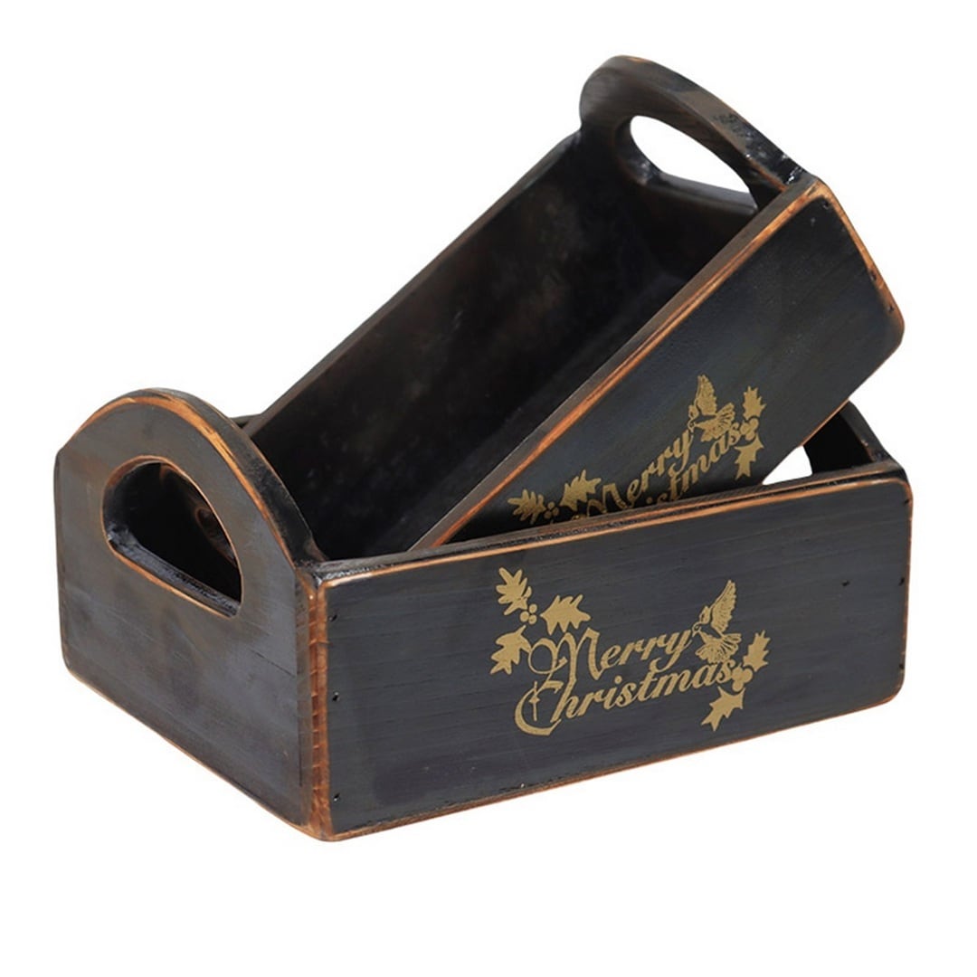 Minster Christmas Boxes (Set of 2) - Wood - Black | Size: 1 Pack