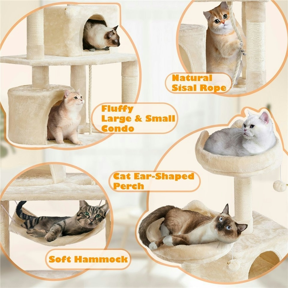 image 1 of Yaheetech 158 cm Multi Level Cat Tree with Condos Beige