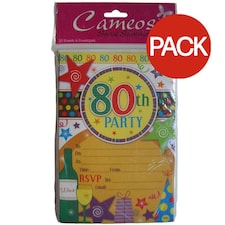 Cameos 80th Invitations (Pack of 20) - Multicoloured - One Size