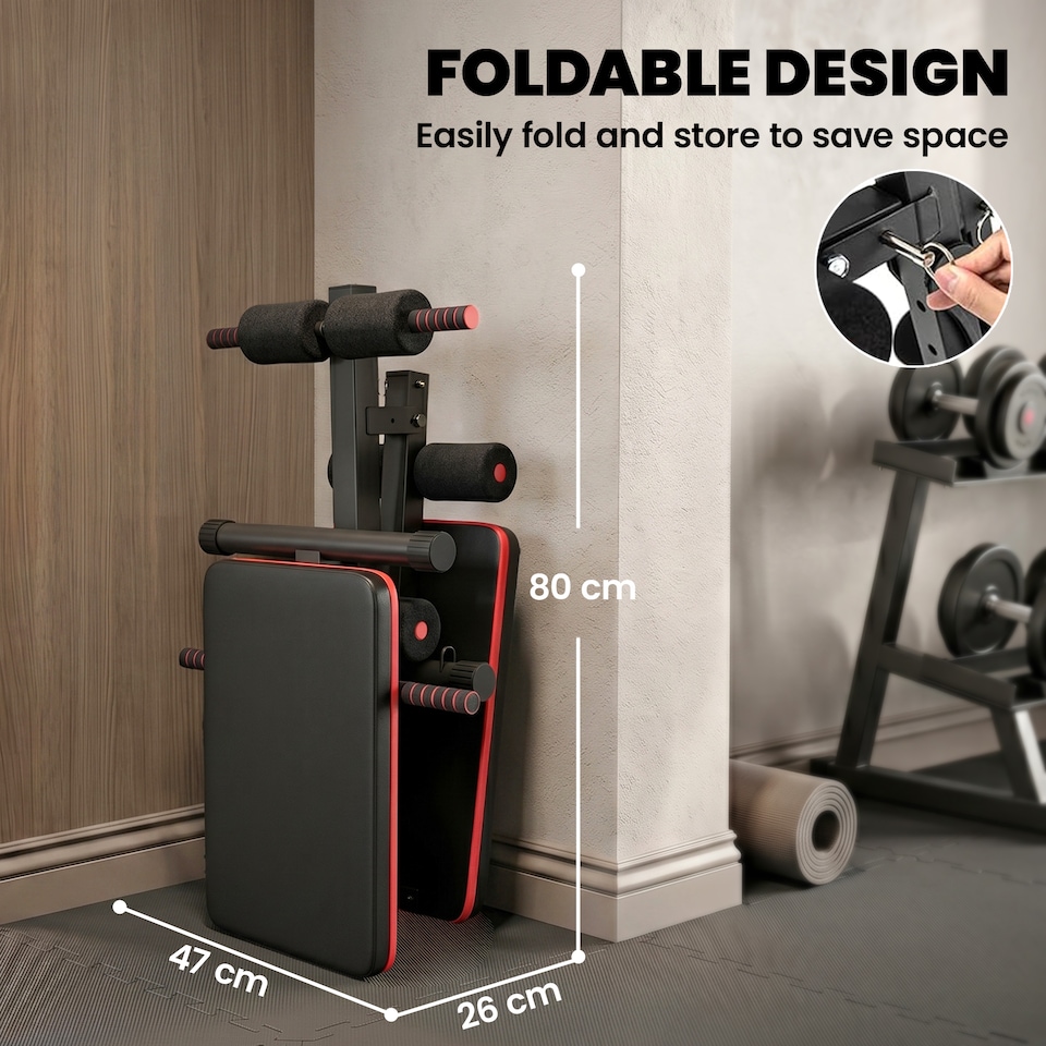image 1 of HOMCOM Foldable Sit Up Bench 5-Level Adjustable Core Workout for Home Gym Black