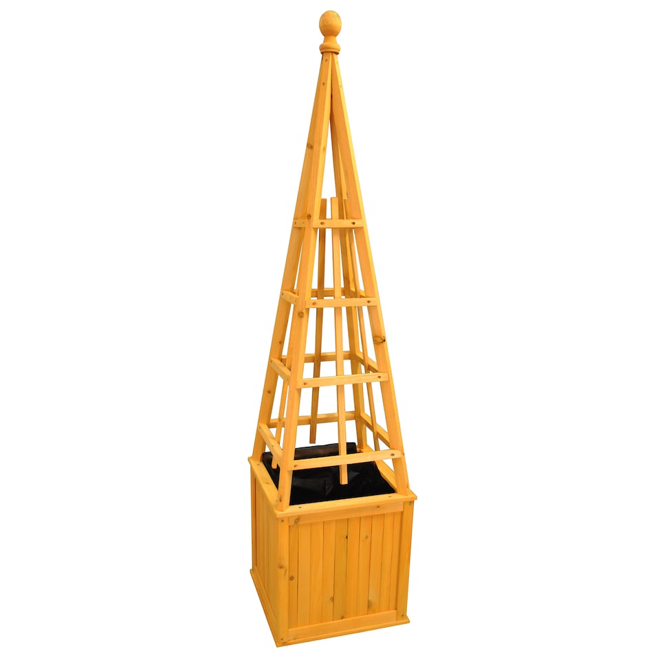 image 1 of Square Wooden Garden Obelisk Planter