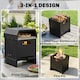 image 3 of Outsunny 3 in 1 Portable Wood Fired Outdoor Pizza Oven with Handles | Black | Black | 40 x 37.5 x 53.5 cm