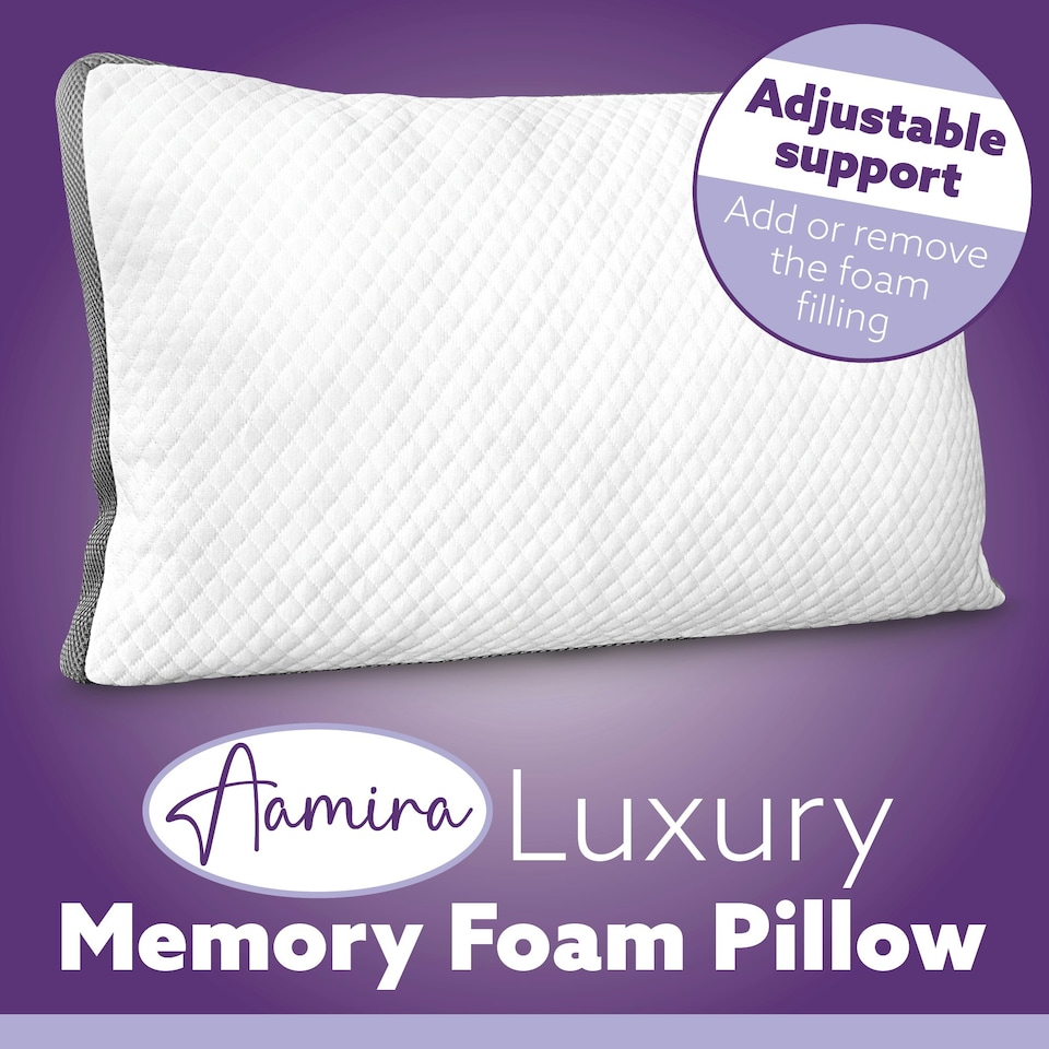 image 1 of Aamira Luxury Orthopaedic Shredded Memory Foam Bed Pillow 70x45cm, Neck Support Pillow | White | White | 70x45 cm | 1
