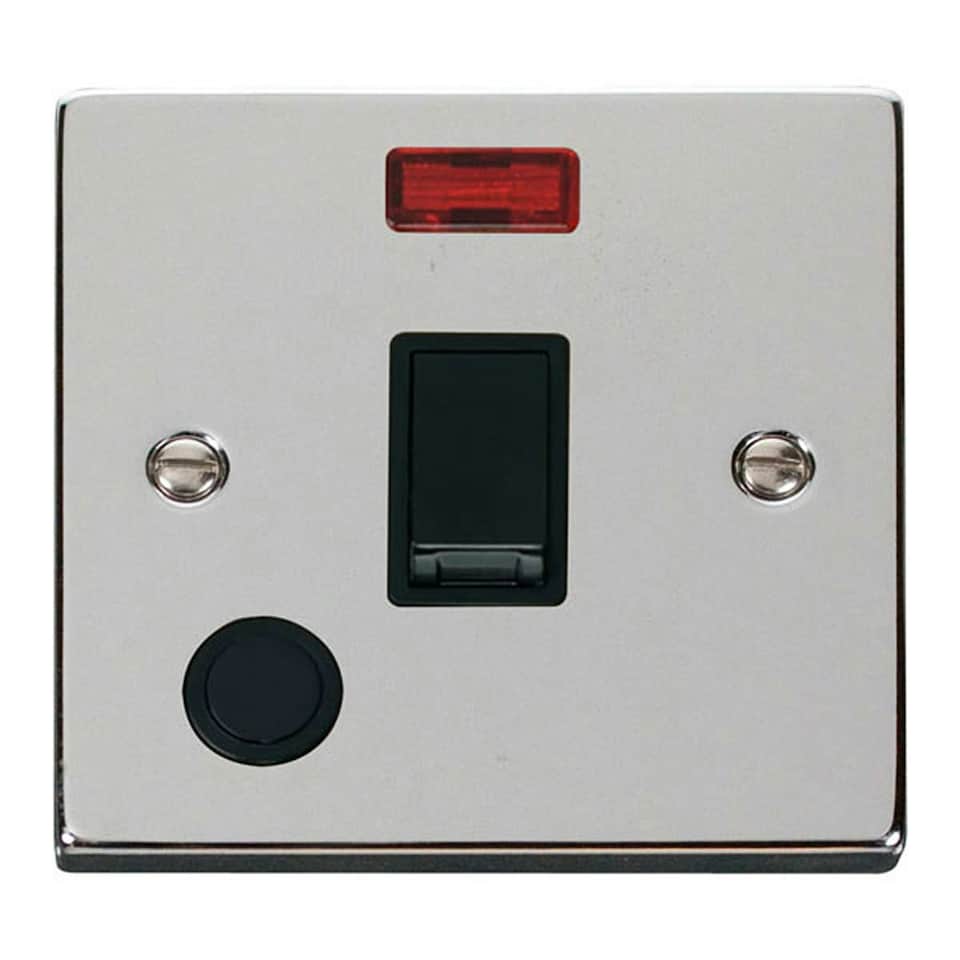 image 1 of SE HOME Polished Chrome 1 Gang 20A DP Switch With Flex With Neon Black | Polished Chrome