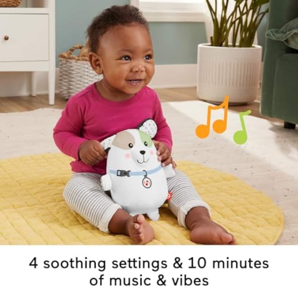 image 1 of Fisher Price Calming Vibes Puppy Soother Plush Sound Machine For Newborns
