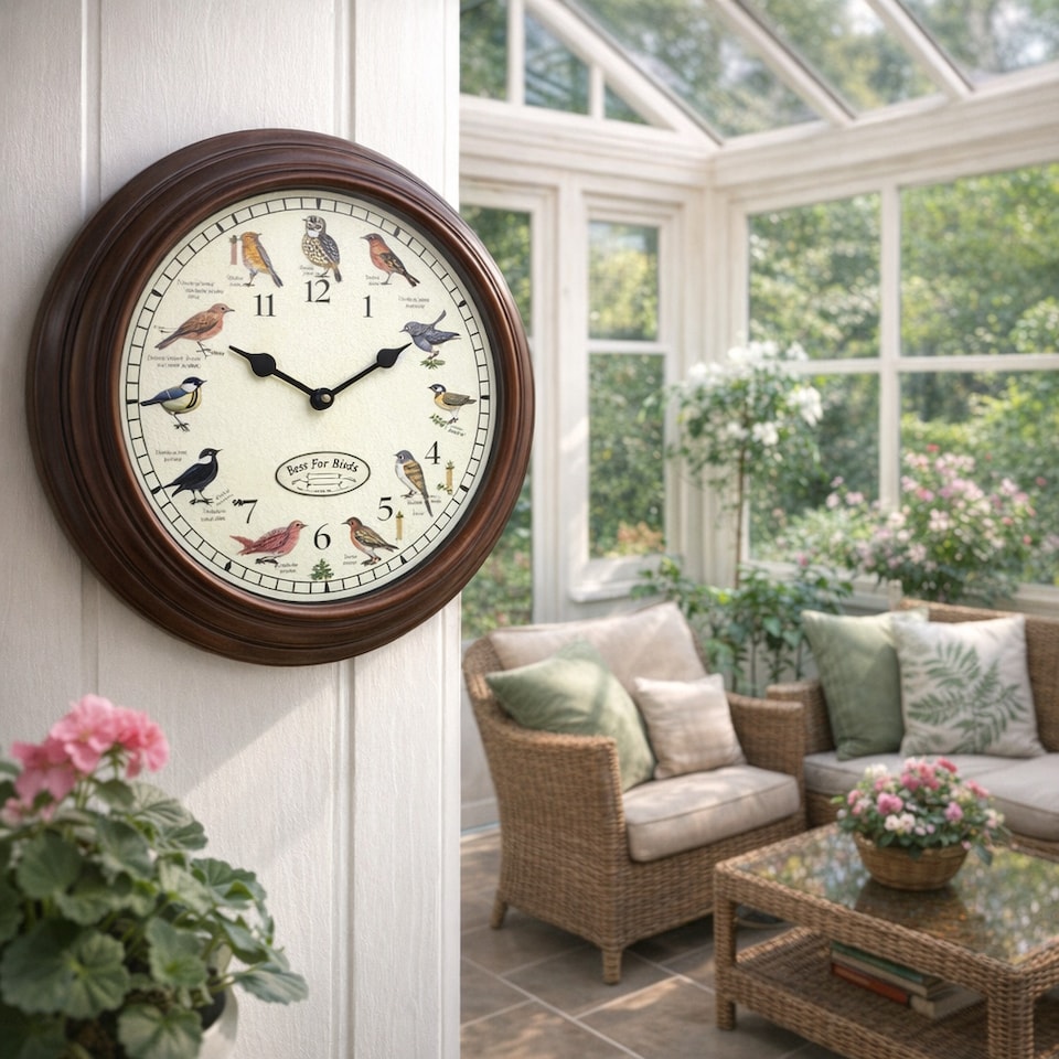 image 1 of Bird Song Wall Clock Decoration | Brown