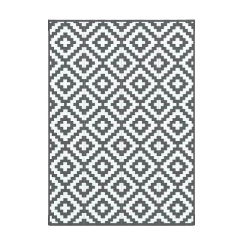 image 1 of Marco Paul Grey Aztec Outdoor Rug 180x120cm Black | white | 180 x 120cm