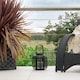image 3 of JVL Luna Set of 2 Natural Bamboo Lantern With Handle, Black